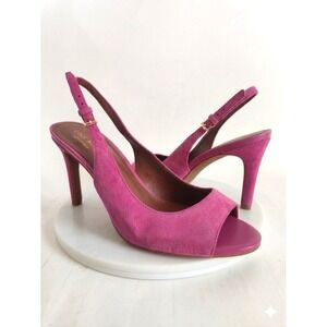 Cole Haan Heels Size 6 Slingback Hot Pink Suede Peep Toe Sexy Chic Feminine Date
